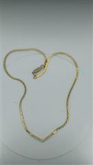 Synthetic Cubic Zirconia Stone Necklace Yellow Gold Electroplate 7.06g